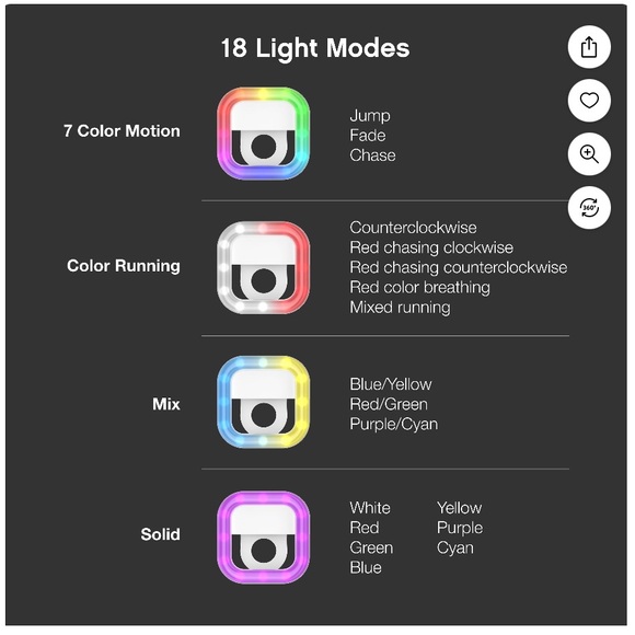 Selfie Halo Light Square with 18 Color Combinations Soft Light for Multi-Devices - Picture 6 of 7